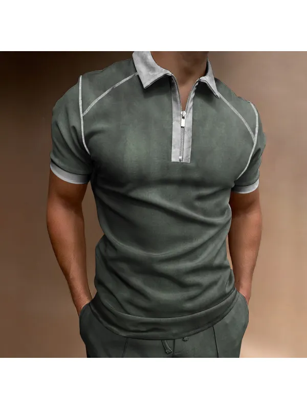 Men's Outdoor Vintage Contrasting Colors Sport PoLo Neck T-Shirt - Timetomy.com 