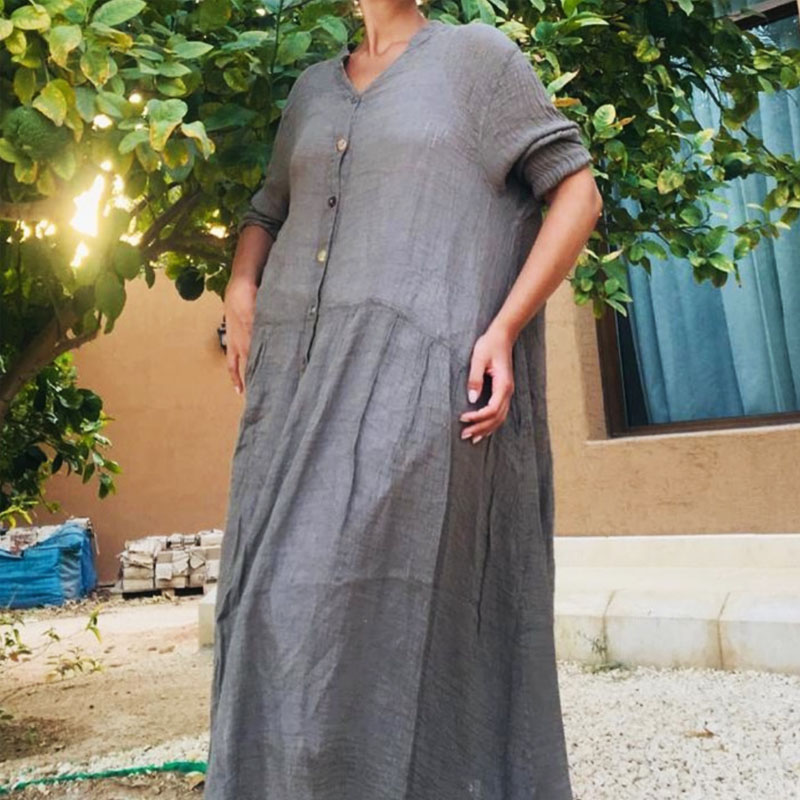 Women's Half Sleeve Loose Linen Dress