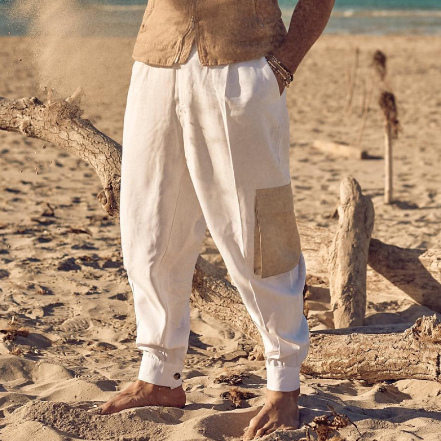 

Mens Beach Linen Casual Pants