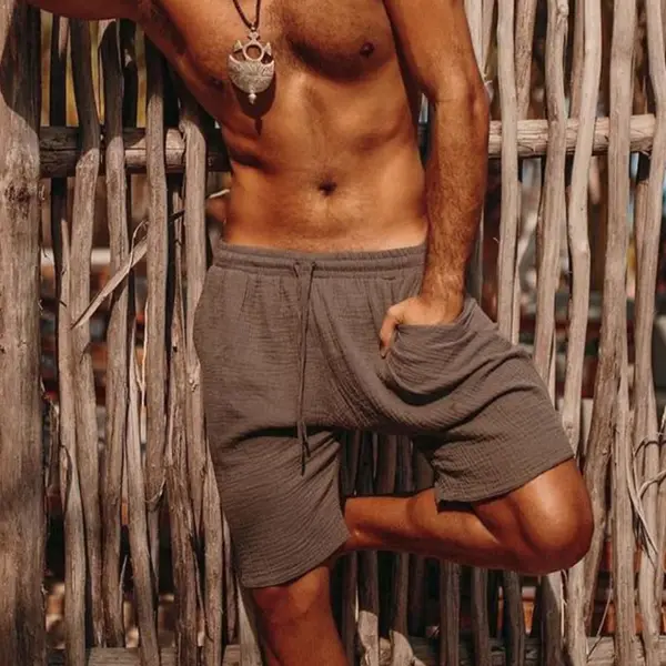 Mens Linen Minimalist Holiday Shorts - Mosaicnew.com 