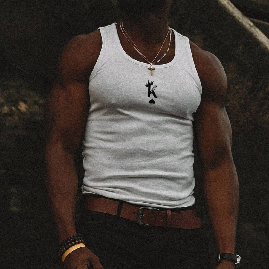 

Men's Basic Sleeveless Top King Print Vest