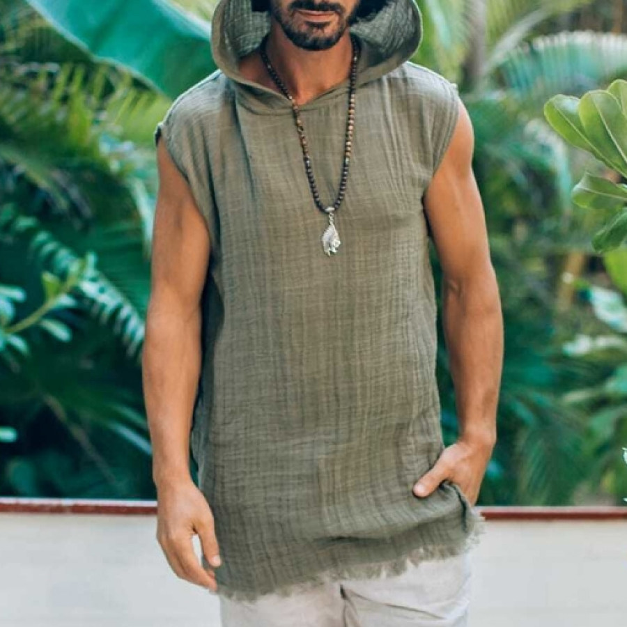 

Men's Frayed Fringe Sleeveless Top