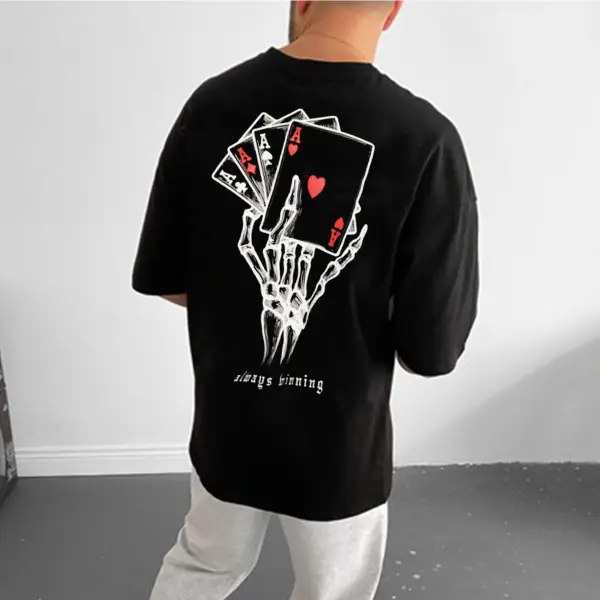 Men's Oversized Poker Print T-Shirt - Faciway.com 