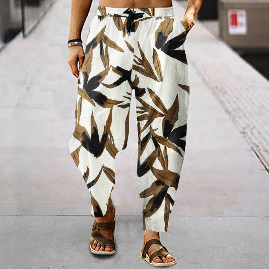 

Men's Linen Western Ethnic Irregular Print Loose Casual Pencil Pants
