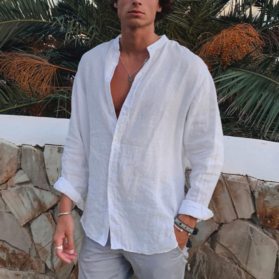 

Men's Cotton And Linen Beach Casual Shirt