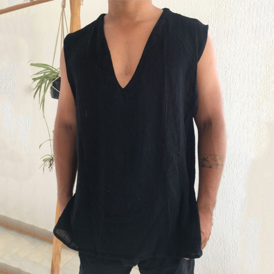 

Men's Tulum Linen Sleeveless Shirt