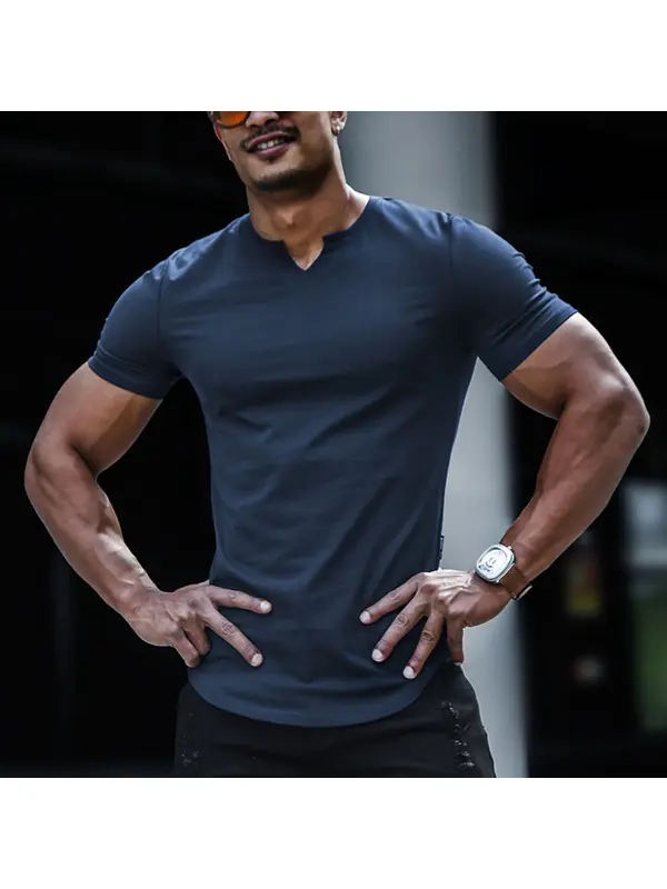 Men's V-Neck Slim Fit Basic T-Shirt - Valiantlive.com 
