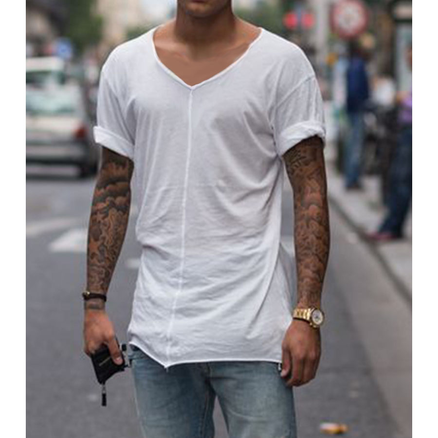

Men's Spring/Summer Deep V-Neck Slim T-Shirt