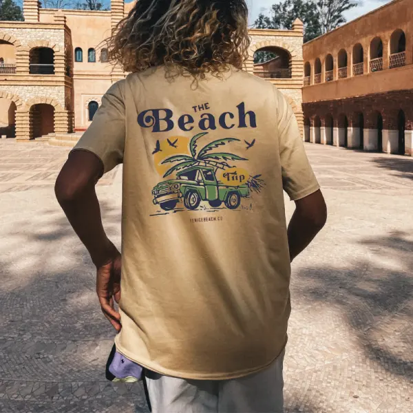 Plage En Plein Air T-shirt Graphique - Faciway.com 