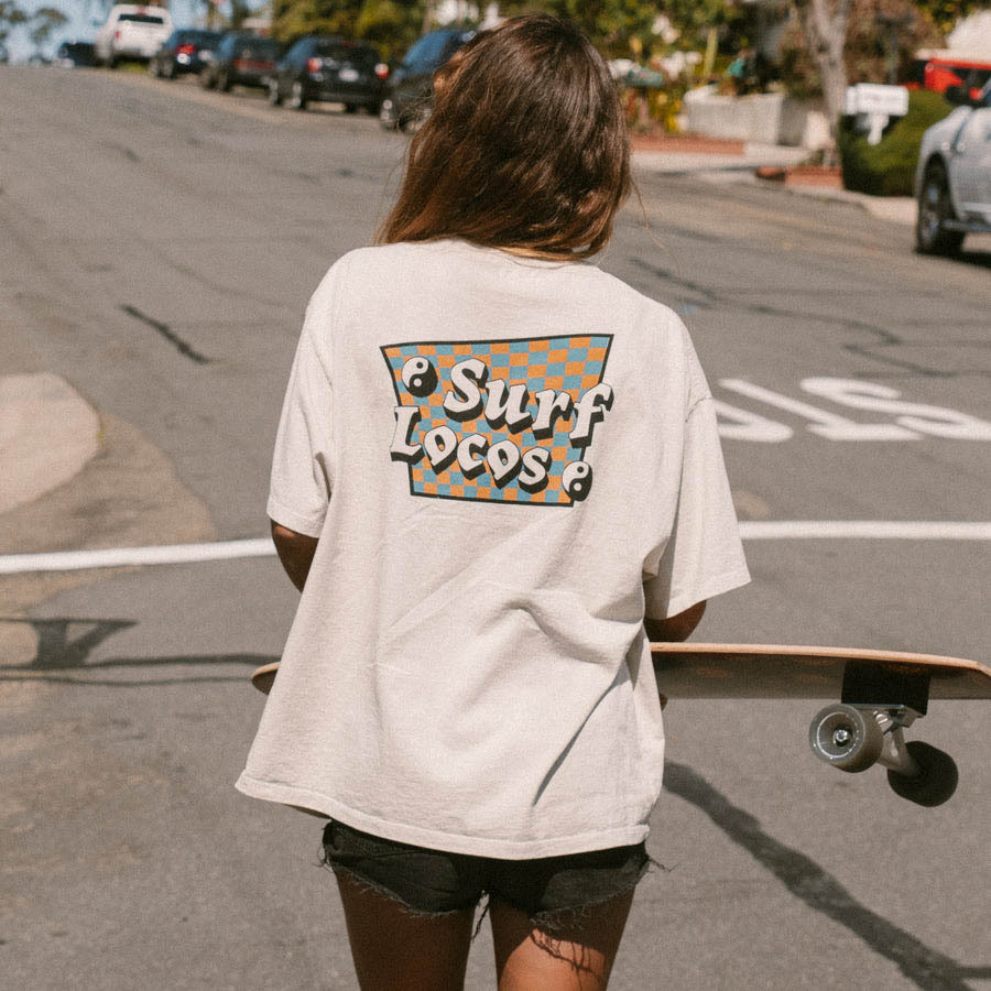 Women's Nostalgia Retro Checkerboard Loose Tee