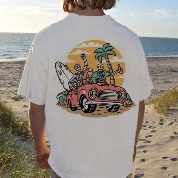 T-shirt Décontracté Rétro Surf D'été - Paleonice.com 