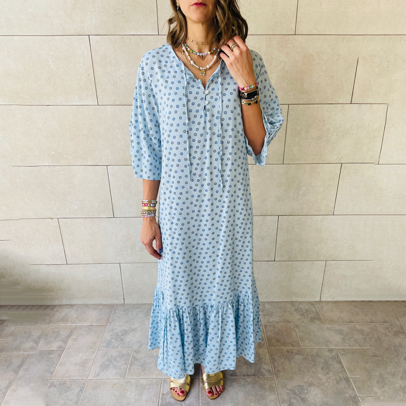 Holiday Printed Striped Maxi Dress