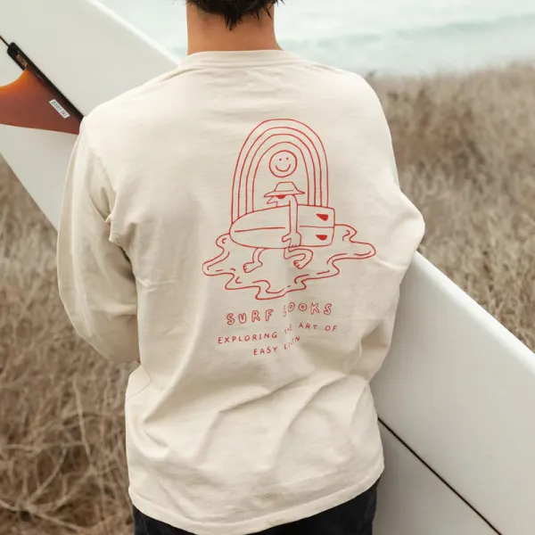 Maglietta A Maniche Lunghe Casual Retrò Da Surf Estivo - Faciway.com 