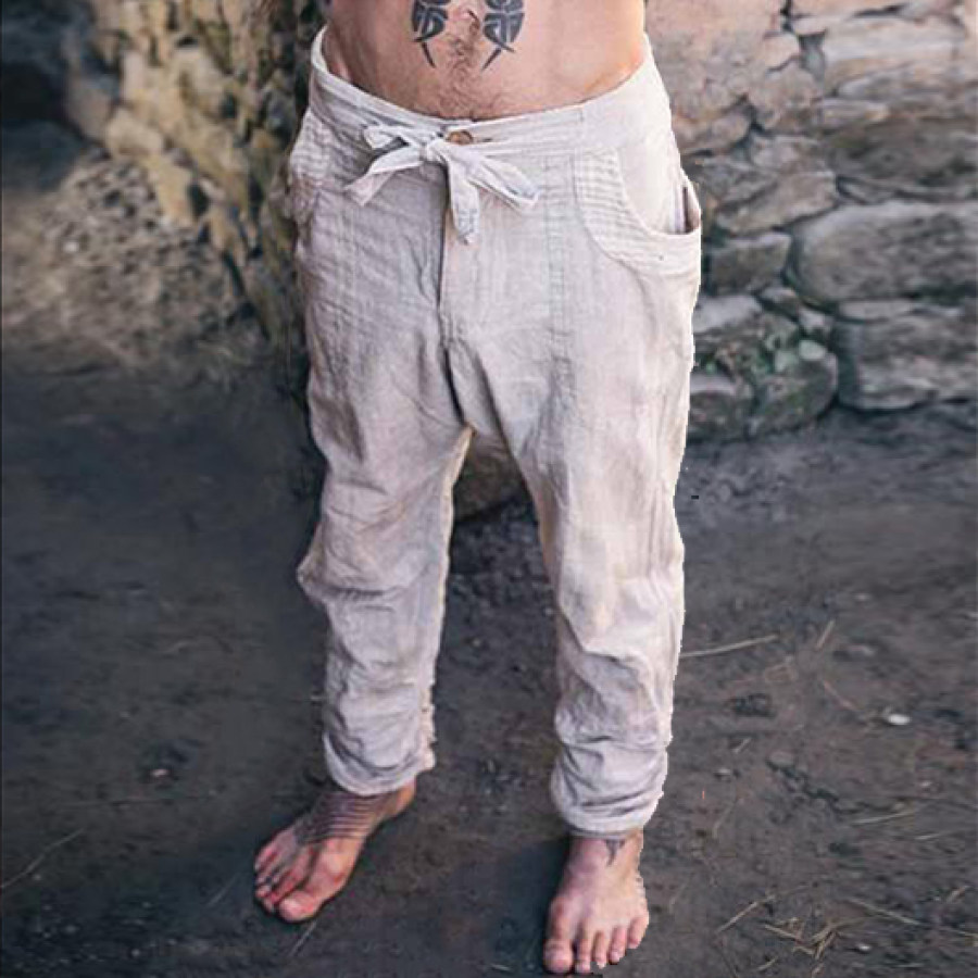 

Men's Linen Elastic Waist Blend Comfortable Loose Lounge Pants