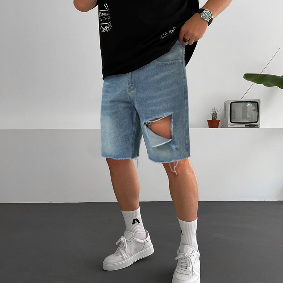 Men's Ripped Casual Denim Shorts