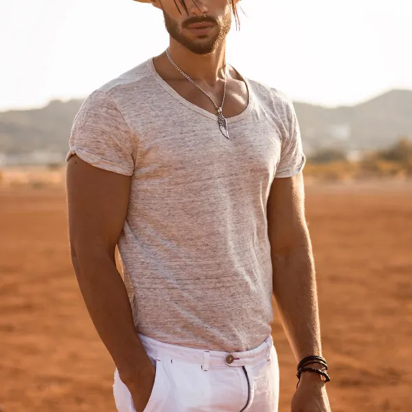 Men's Vintage Skinny Basic T-Shirt - Fineesa.chimpone.com 