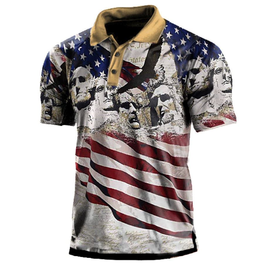 

Men's Mount Rushmore Patriotic Cotton Polo Shirt