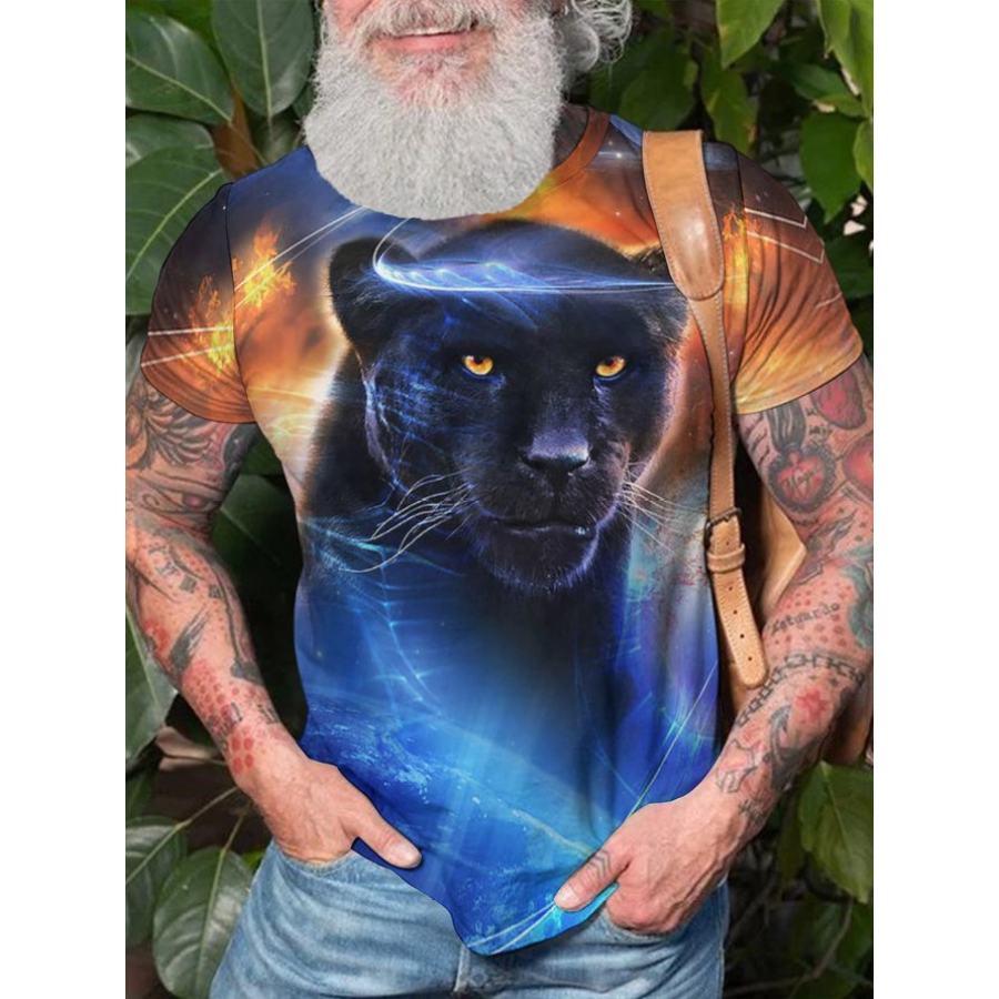 

Flaming Panther Print Men's Cotton T-Shirt