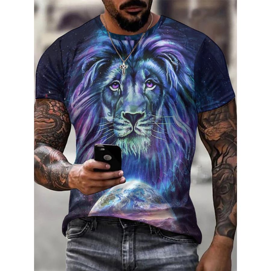 

Art Lion Print Men's Short Sleeve T-Shirt