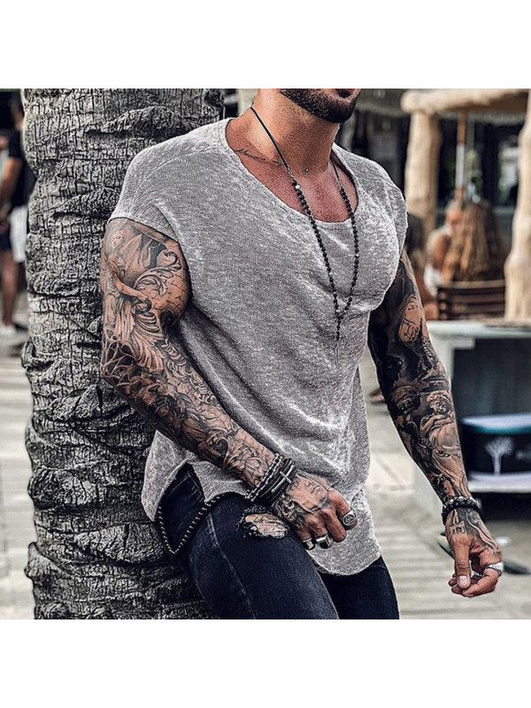 Men's Holiday Casual T-Shirt Summer Seaside Beach Short Sleeve T-Shirt