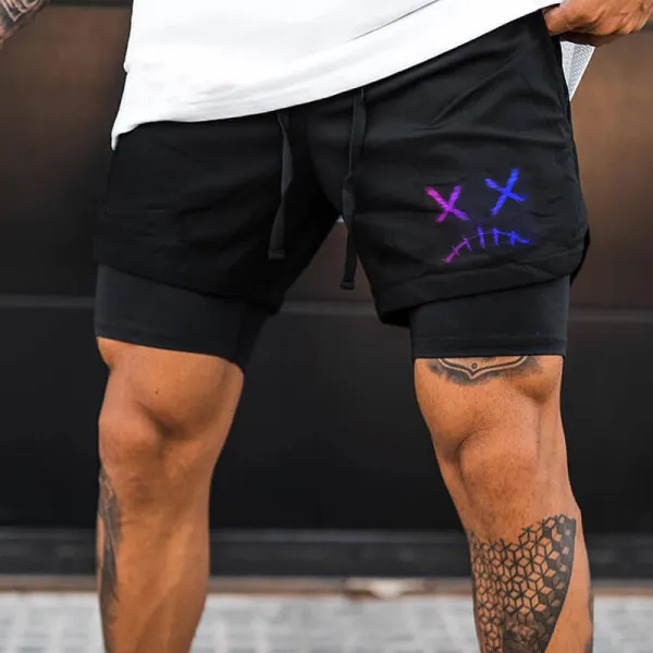 Men's Fashion Smiley Print Slim Quick Dry Fit Shorts - Nikiluwa.com 