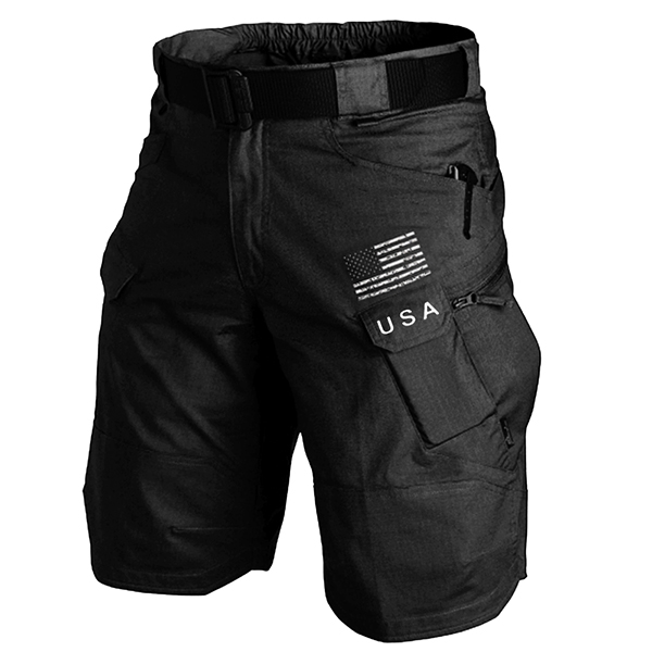 Men's Outdoor American Flag Tactical Sports Training Shorts
