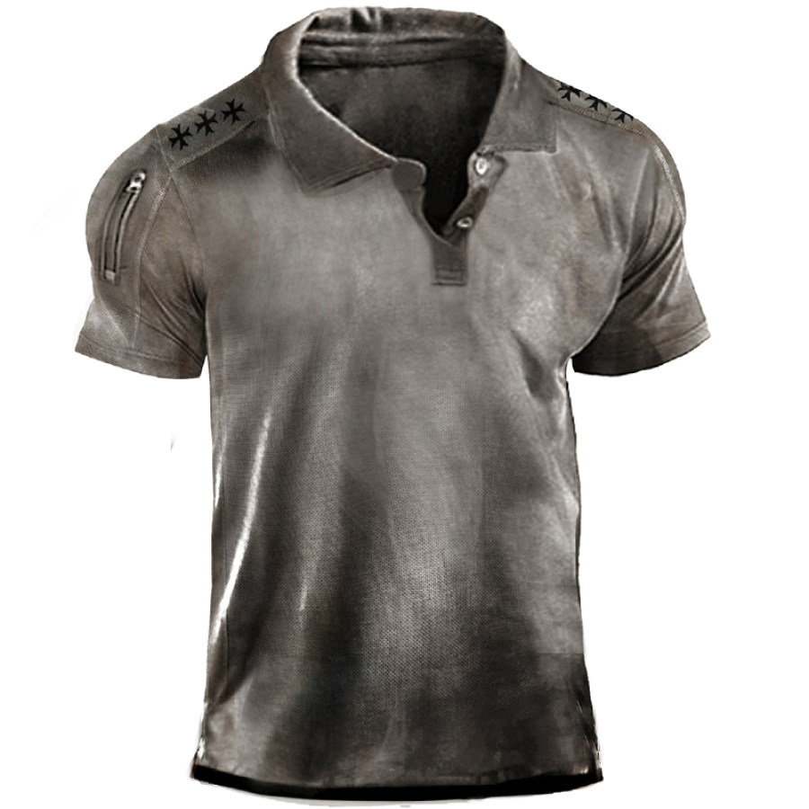 

Men's Outdoor Tactical Classic Front And Back Colorblock Commuter Polo Shirt