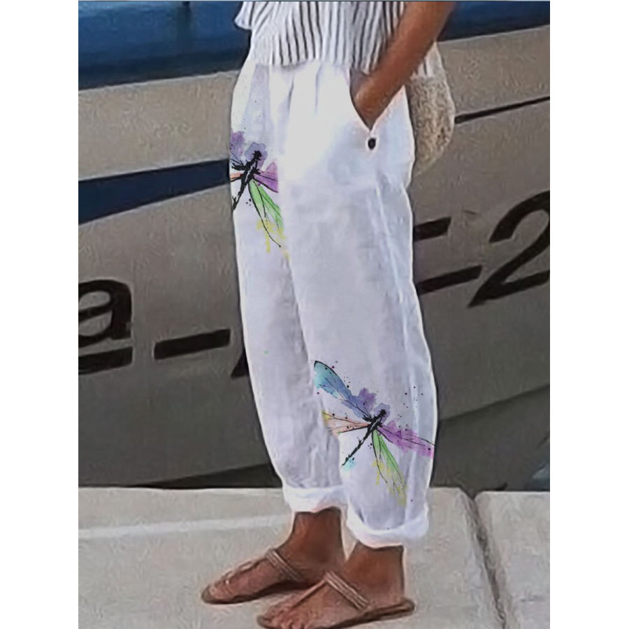 

Casual Loose Print Elastic Waist Pants