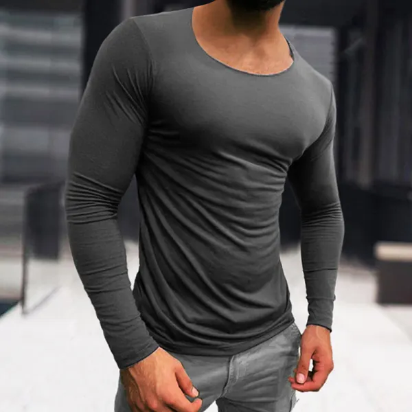 Men's Basic Cotton Breathable Long Sleeve T-Shirt - Blaroken.com 
