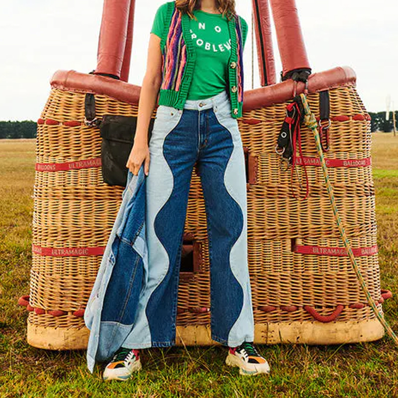 Women Vintage Wave Jeans
