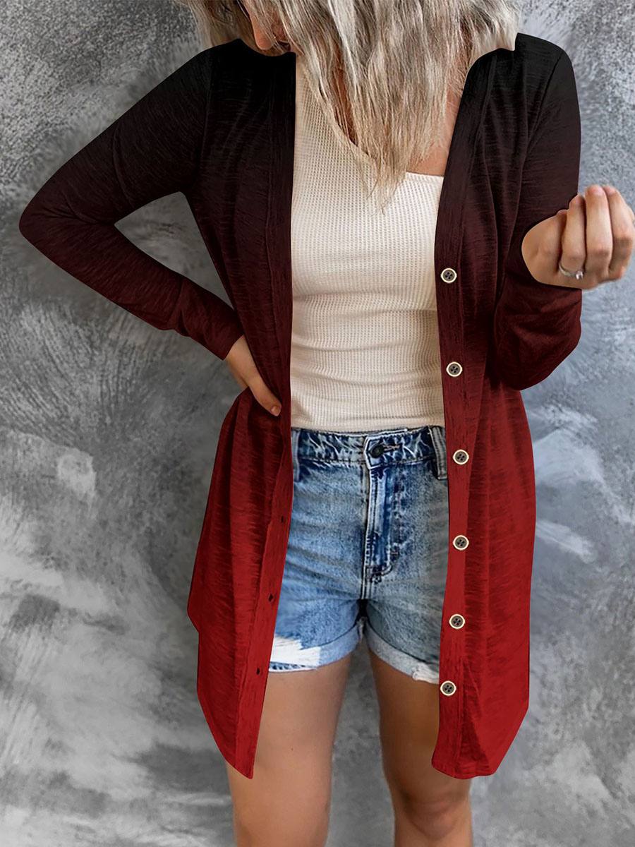 Casual Solid Slub Knit Button up Cardigan Women
