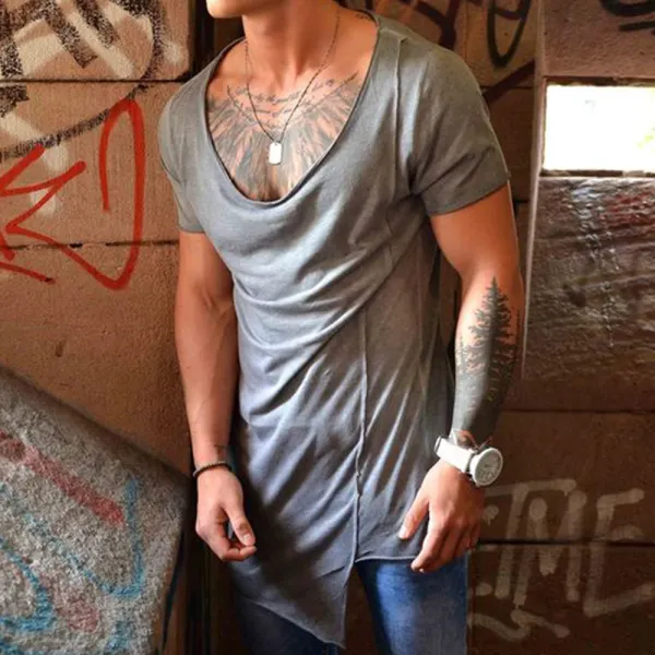 Men's Wide Collar Casual T-Shirt - Fineesa.chimpone.com 