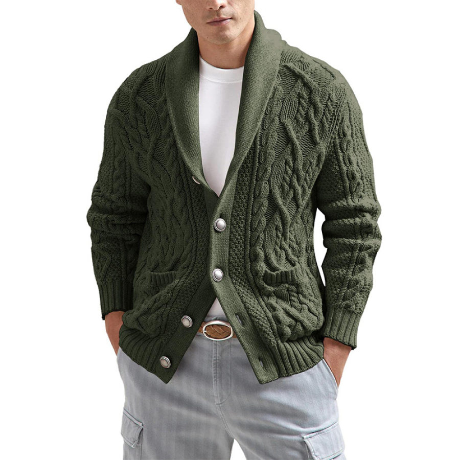 

Men's English Lapel Jacquard Knit Jacket Cardigan Sweater