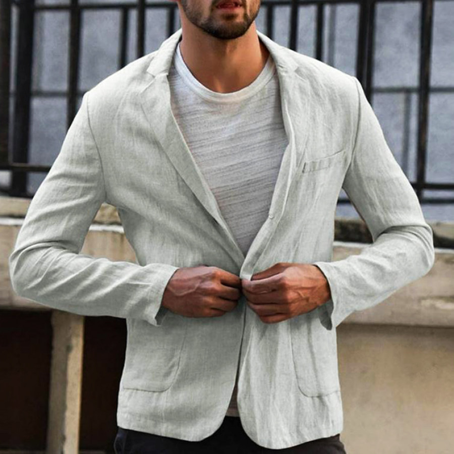 

Men's Linen Solid Color Thin Casual Suit