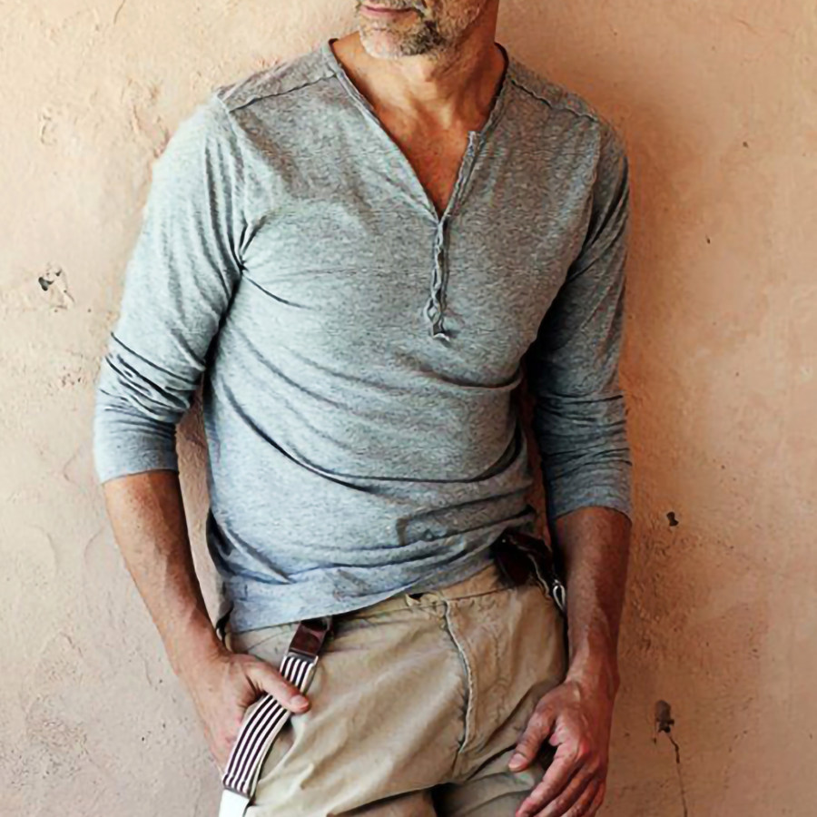 

Men's Breathable Basic Outdoor Cotton Henley T-Shirt
