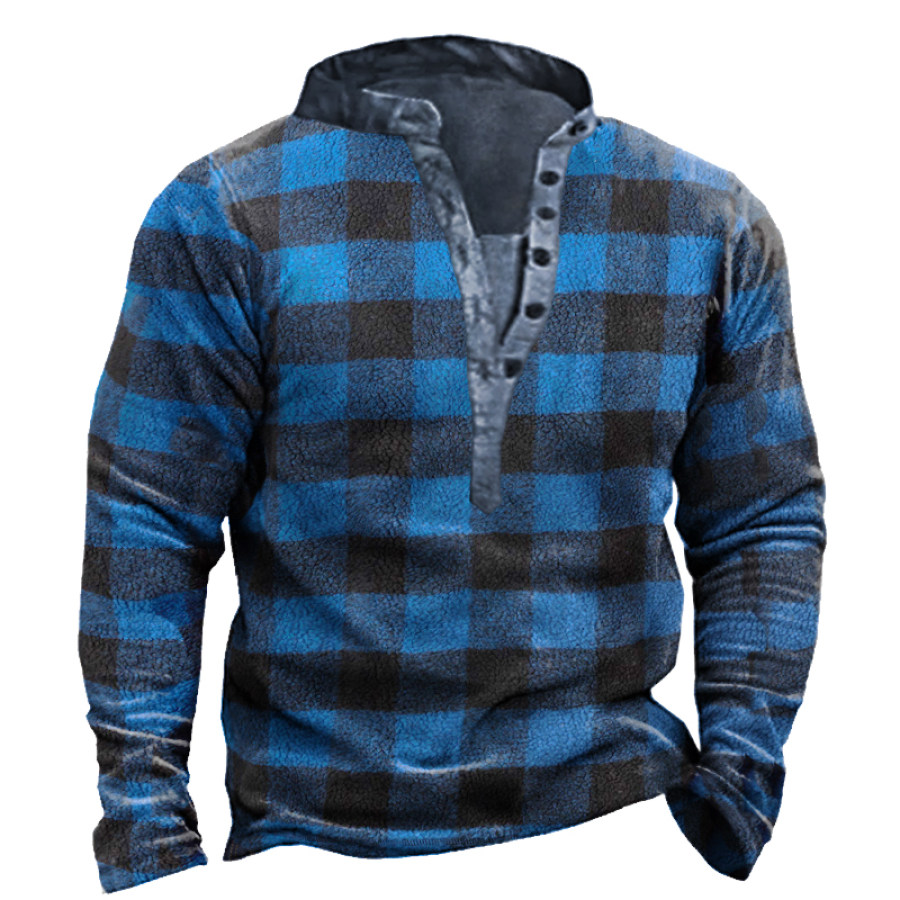 

Men's Casual Checked Fleece Sweatshirt