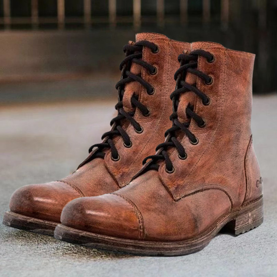 

Men's Vintage Lace-Up Casual Short Boots