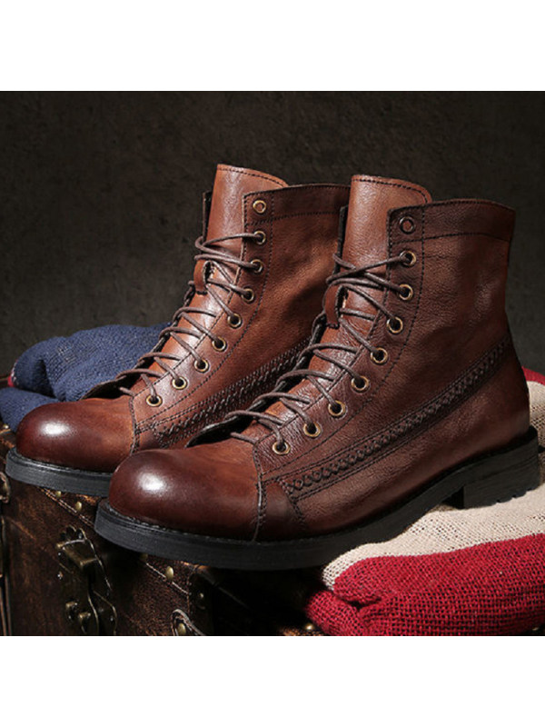 Men's Vintage British Style Lace-Up Tooling Martin Boots