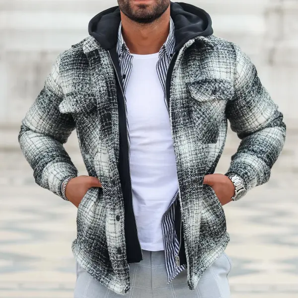 Retro Men's Casual Plaid Shirt Jacket - Fineesa.chimpone.com 