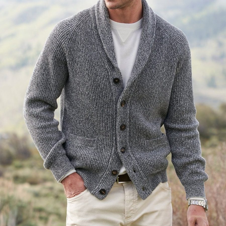 

Men's Casual Solid Color Lapel Sweater Cardigan