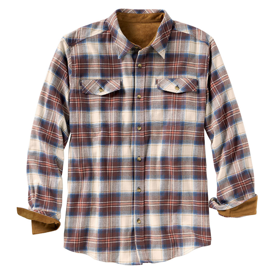 

Men's Casual Classic Plaid Contrast Panel Shirt