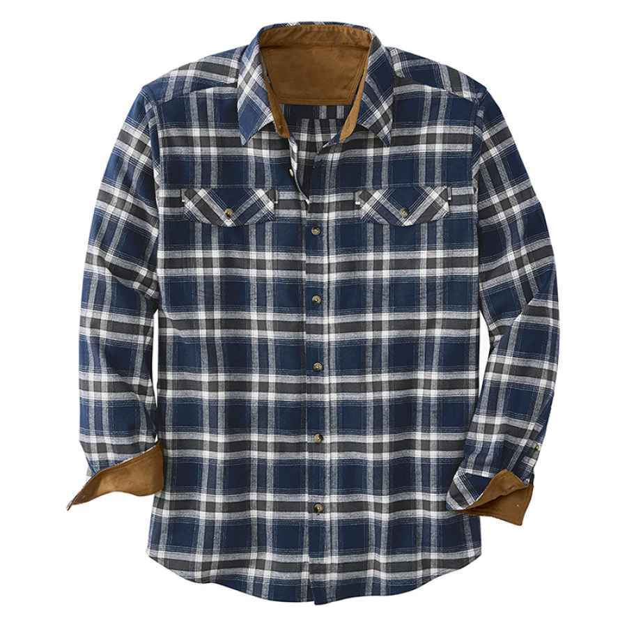 

Men's Casual Classic Plaid Contrast Panel Shirt