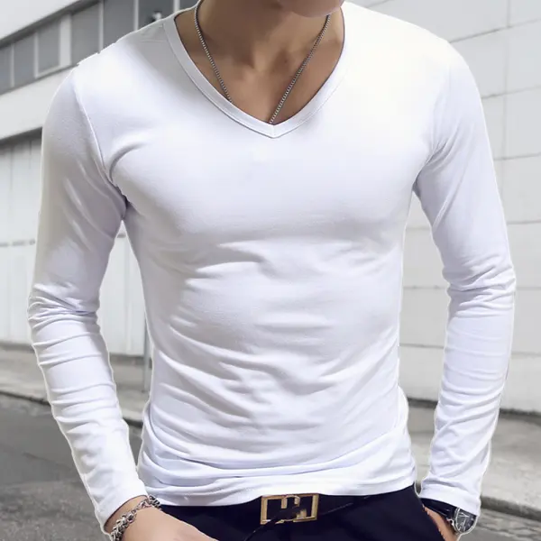 Camiseta Masculina Casual Com Decote Em V - Paleonice.com 