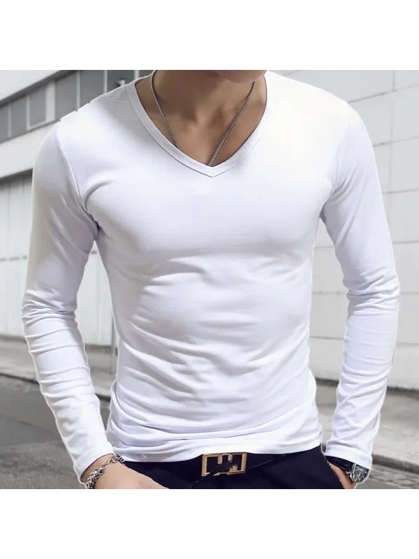 Casual Men's V-Neck T-Shirt - Timetomy.com 
