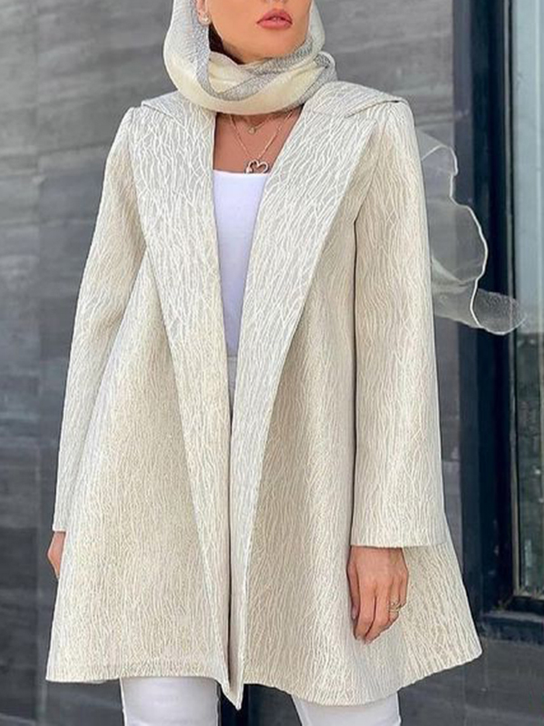 Women's Jacquard Print Loose A Line Lapel Coat