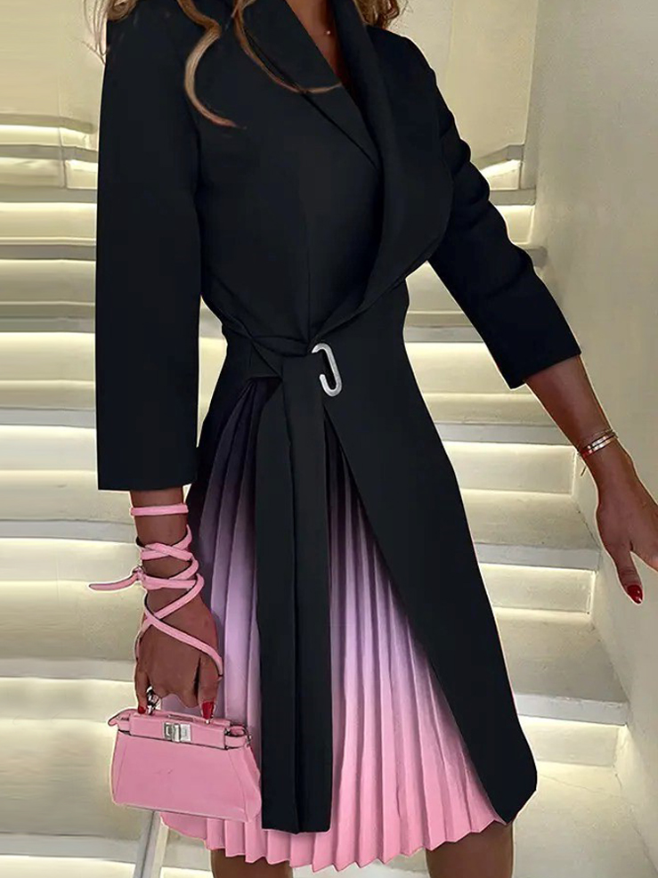 Women's Gradient Pleated OL Dress