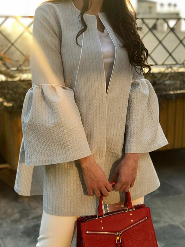 Women's Pleated Flared Sleeve A Line Coat