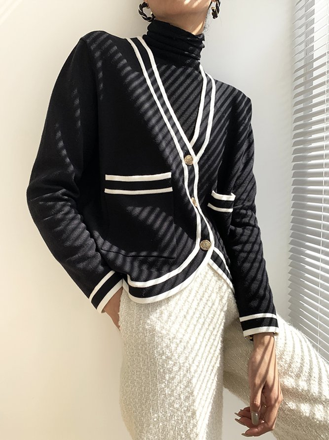 Women's Urban Color Block Loose Sweater Cardigan