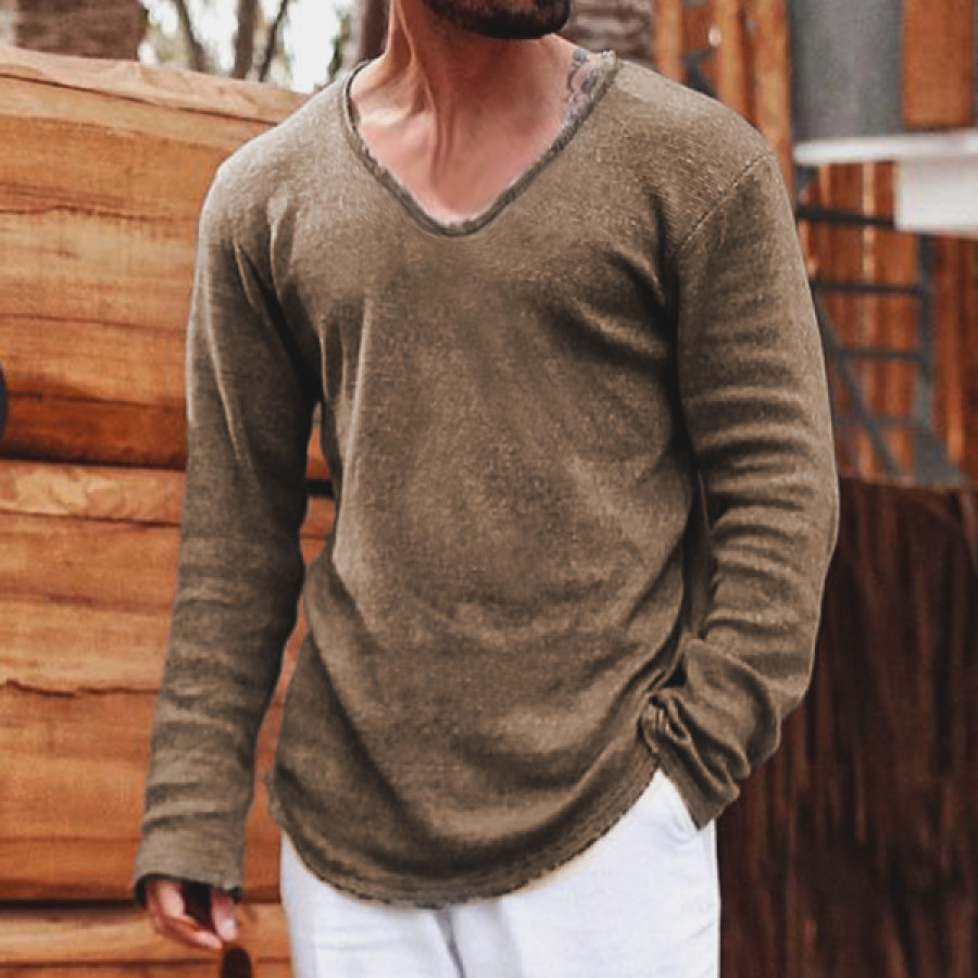 

Men's Boho Loose Casual Long Sleeve V-Neck T-Shirt