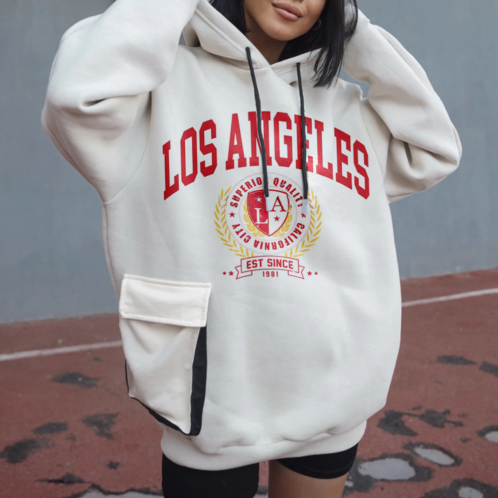 Oversized Casual Los Angeles Print Sweatshirt
